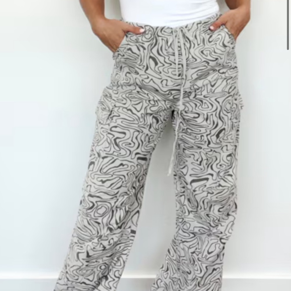 Gray Straight Leg Snake Print Pants